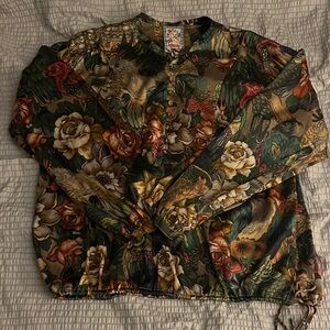 Johnny Was Floral Bird Print Blouse | Boho Chic | Size M